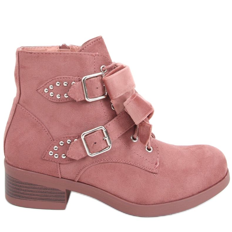Šněrovací kozačky s mašličkami Lara Pink růžový