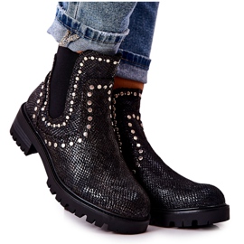 WT1 Boty Jodhpur boty Na plochém podpatku Cvočky Black Shivers černý