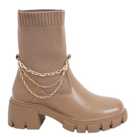 Kozačky se svrškem ponožek od Grace Khaki Kozačky se svrškem ponožek od Grace Khaki