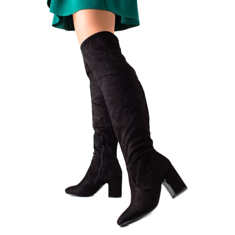 Super Me Klasické kozačky na vysokém podpatku černá Super Me Klasické kozačky na vysokém podpatku černá