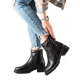 Evento Klasické kozačky s ozdobným zipem černý