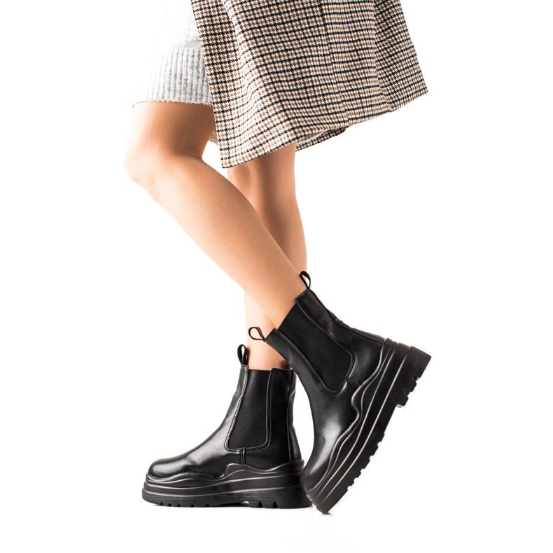 TRENDI Chelsea Boty Na Módní Platformě černá