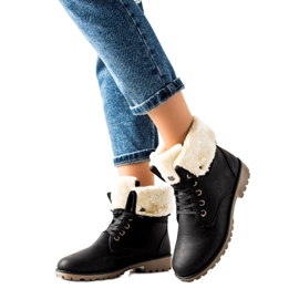 TRENDI černé Boty S Roll Up Stopkou černá