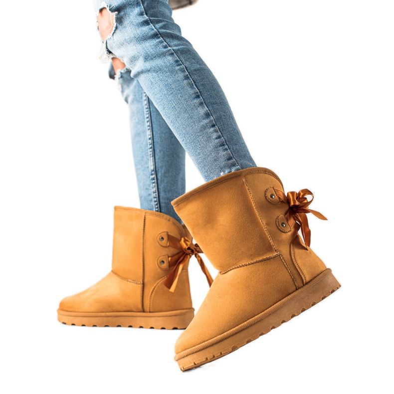 TRENDI Mukluki S Mašlí žlutá TRENDI Mukluki S Mašlí žlutá