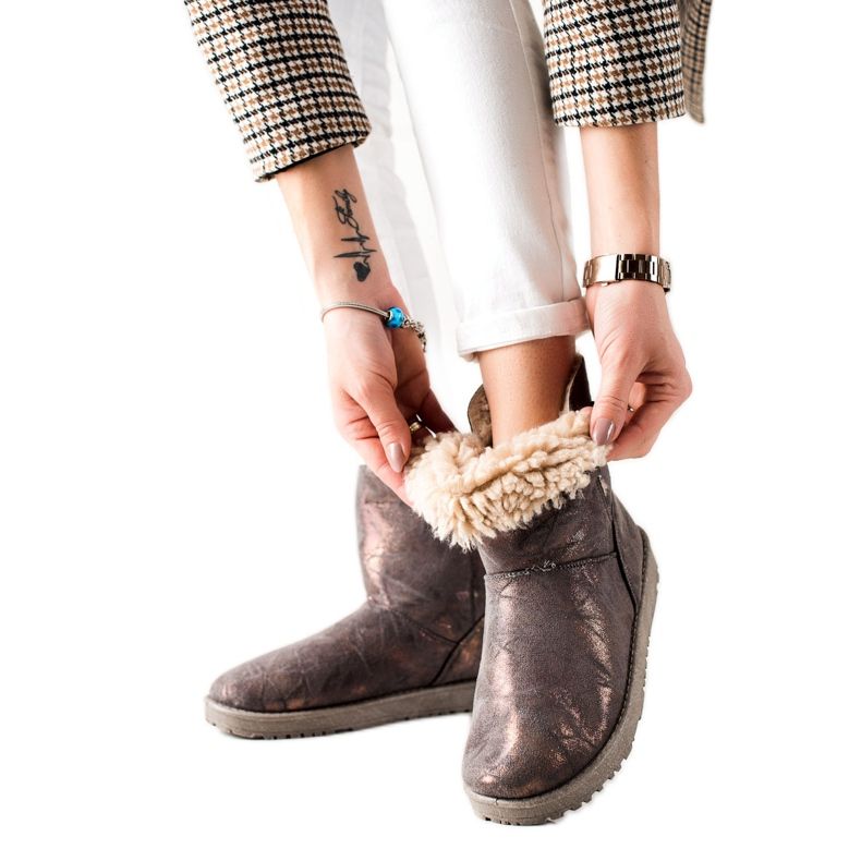 Evento Mukluki se třpytkami hnědý