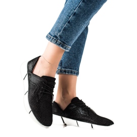 Evento černé Kožené Boty Se šněrováním černý