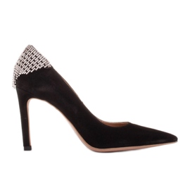Marco Shoes Semišové podpatky s krystaly černý