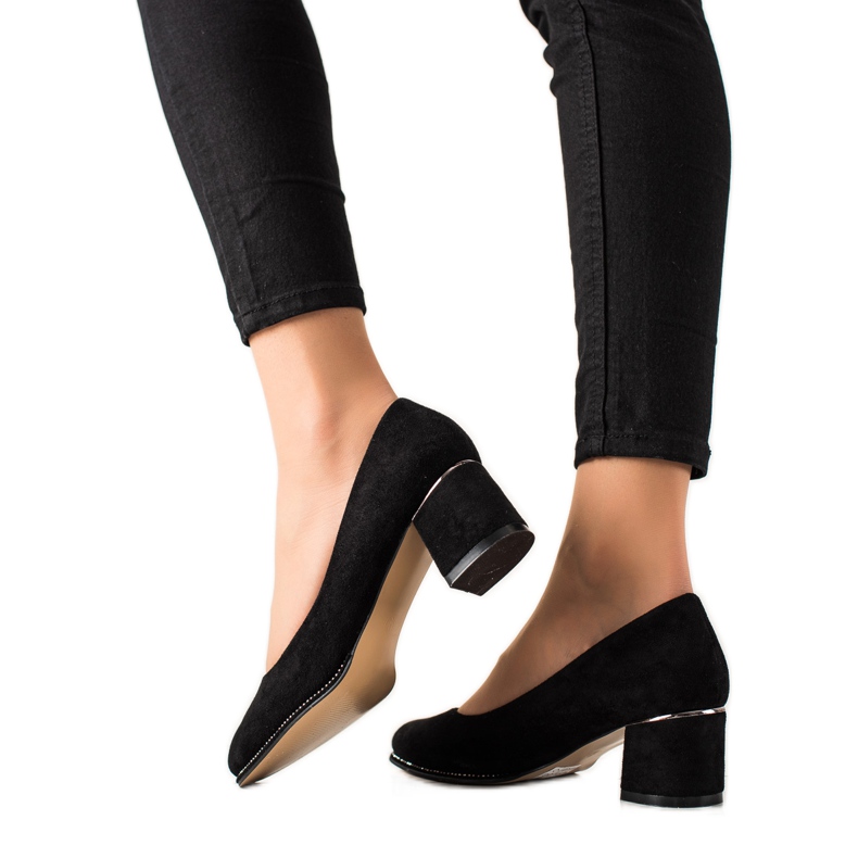 Sabatina Semišové lodičky s kubickými zirkony černá