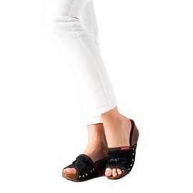 M.Daszyński Sandály na klínku černý