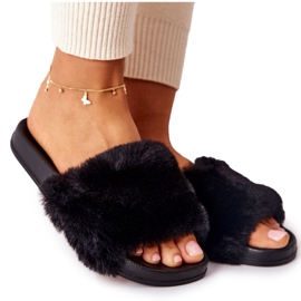 PH1 Gumové pantofle ve tvaru s černou kožešinou Emmie černá