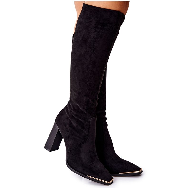 PS1 Dámské teplé boty Zlatá špička Černá Puentos