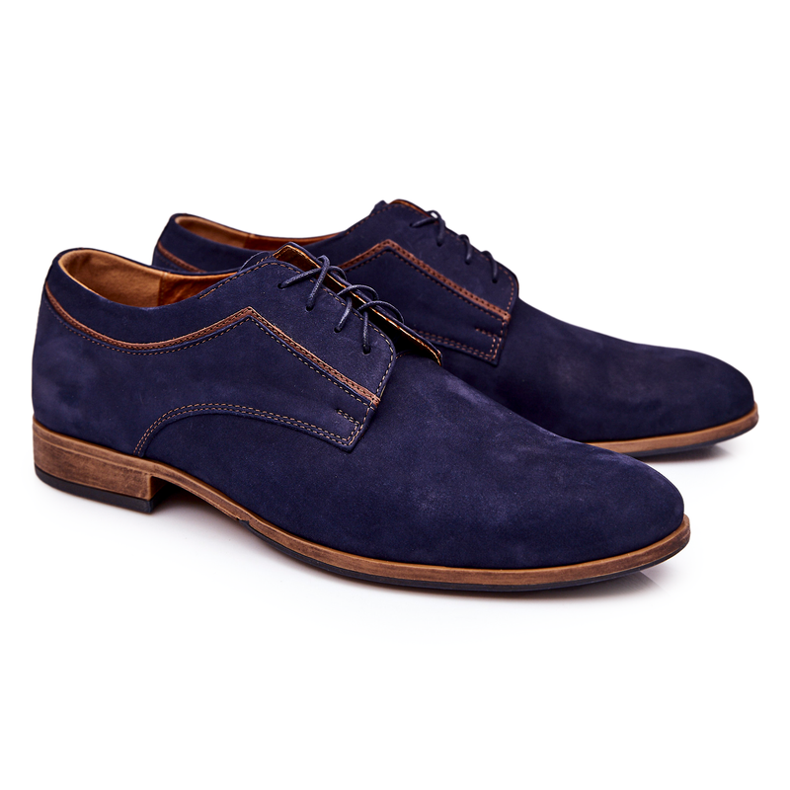 Bednarek Polish Shoes Kožené boty Nubuk Bednarek 684 Navy blue hnědý námořnická modrá