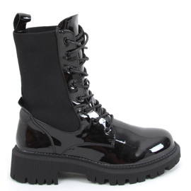 Vojenské boty se svrškem Sanna Black černá Vojenské boty se svrškem Sanna Black černá