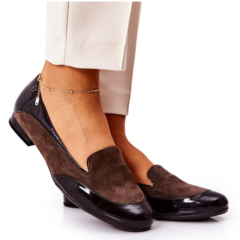 BM Kožené baleríny Monnari 0920-017 Hnědá hnědý