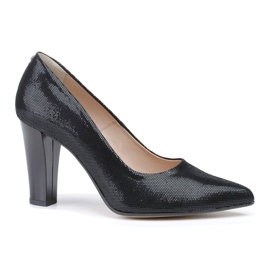 Marco Shoes Černé lodičky z leštěné semišové kůže černý