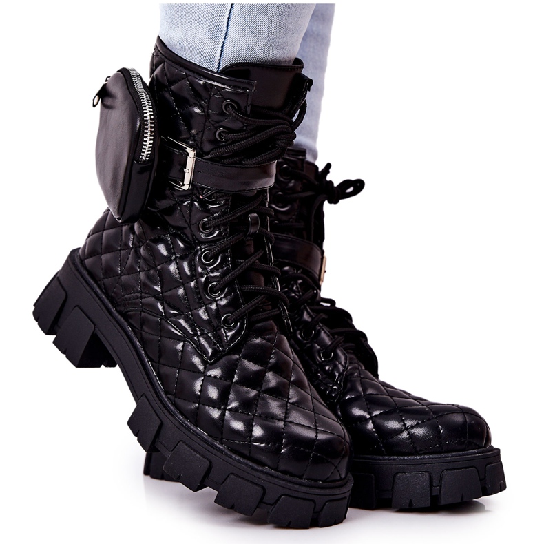 PG2 Prošívané černé Boty Maureen Na Sloupek černá PG2 Prošívané černé Boty Maureen Na Sloupek černá