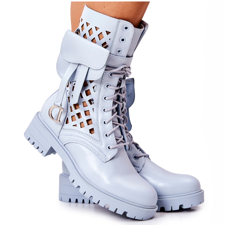 PS1 Prolamované boty s ledvinkou Blue Rock Star modrý