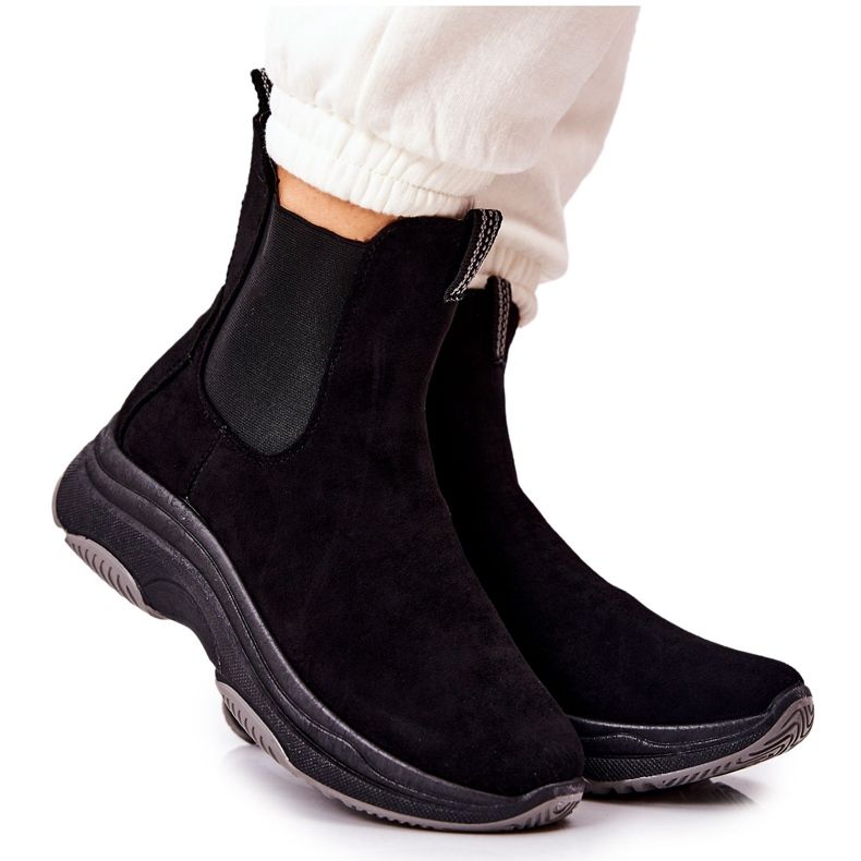 WS1 Černé semišové boty na platformě Nicci černá