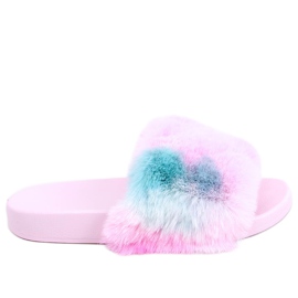 Emy Pink ombre kožešinové pantofle fialová růžový modrý