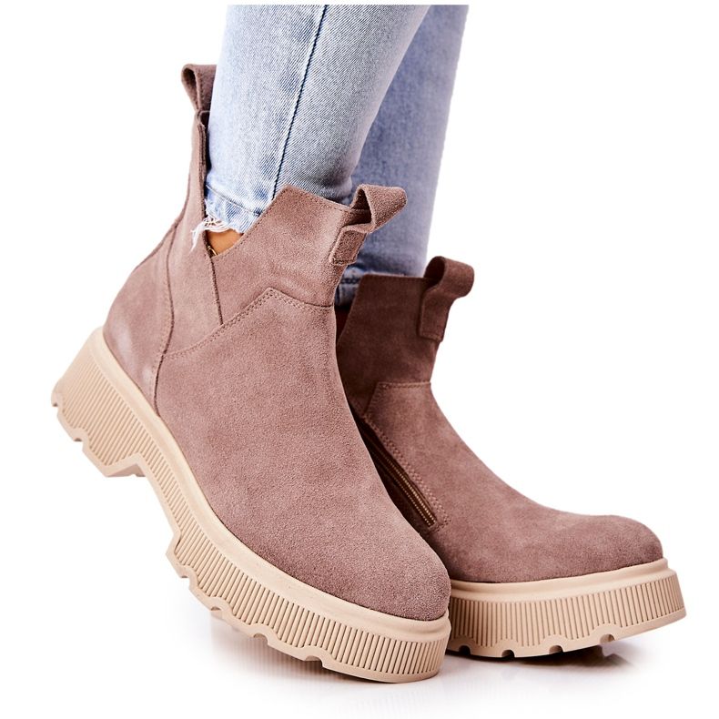 Lewski Shoes Semišové boty Workery Lewski 3104 / P Cappucino béžový