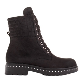 Marco Shoes Šněrovací kotníkové boty z nubuku černý