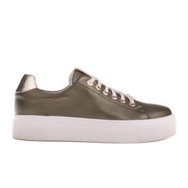 Marco Shoes Dámské tenisky z pravé kůže na silné podrážce zelený