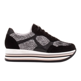 Marco Shoes Tenisky na silné podrážce z přírodní kůže bílý černý