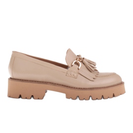 Marco Shoes Mokasíny se zlatým řetízkem na lehké podrážce béžový