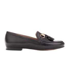 Marco Shoes Kožené mokasíny s třásněmi černý