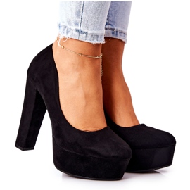 WS1 Semišové lodičky na černé platformě Bemiso černý