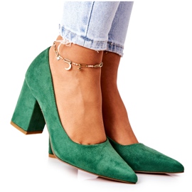 WS1 Lodičky Na Tyči Suede Green Florena zelený
