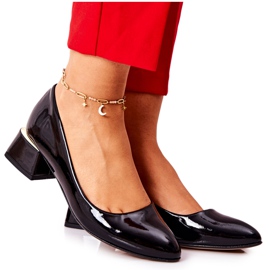 Lewski Shoes Lakované kožené lodičky Lewski 3118 Black černý
