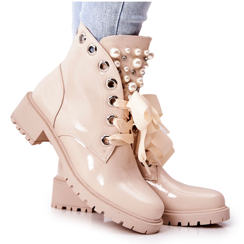 PL4 Lakované teplé dělníky s béžovými perlami