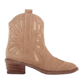 Marco Shoes Kovbojské boty z přírodního semiše béžový