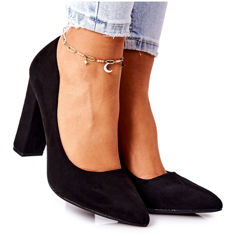 WS1 Semišové lodičky Na černém Valoris Baru černá