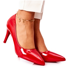 WS1 Lakované klasické lodičky Stilettos Red Elinne červený