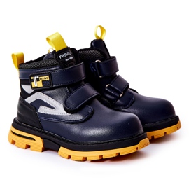 PJ2 Dětské zateplené boty na suchý zip Navy Blue Fruzio námořnická modř