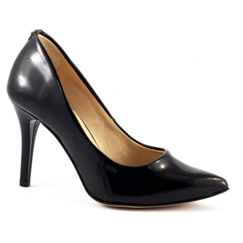Saway Dámské vysoké podpatky 2333 černý lak černá