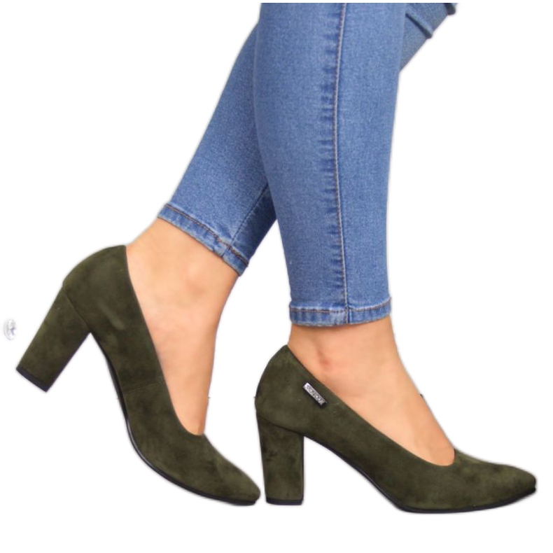 Lodičky na sloupku Monique W AN866J olivová khaki zelená