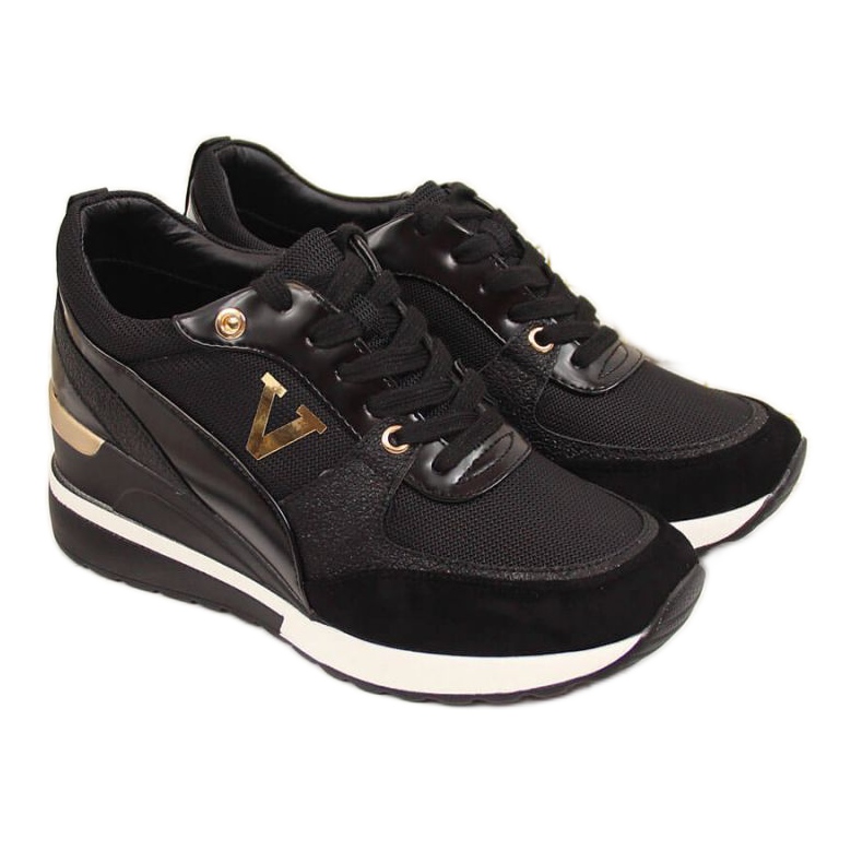 Tenisky na klínku Potocki W WM747A černé černá zlatý Tenisky na klínku Potocki W WM747A černé černá zlatý