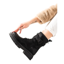 Super Mode Šněrovací Boty S Přezkou černý