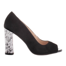 Marco Shoes Černé lodičky 1100P s černobílým podpatkem černý
