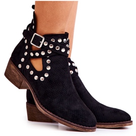 Černé prolamované boty Dakota s kamínky černá