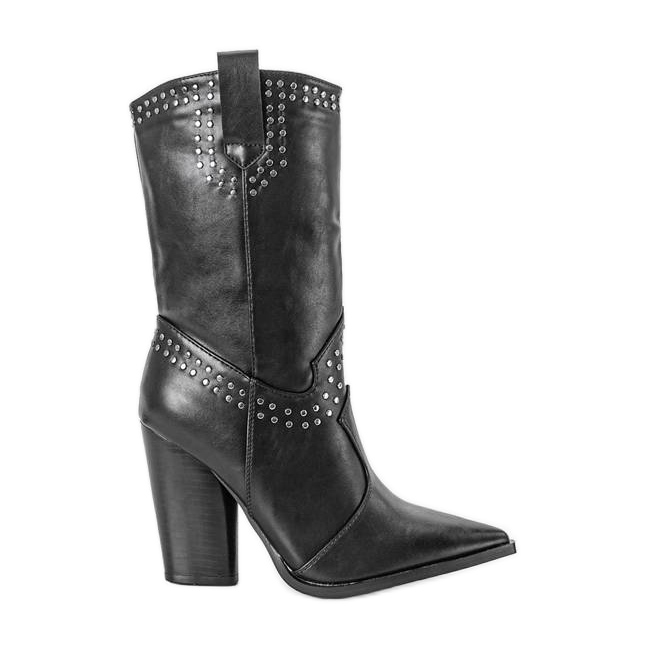 BM Černé kovbojské boty se zdobeným svrškem Bora černá