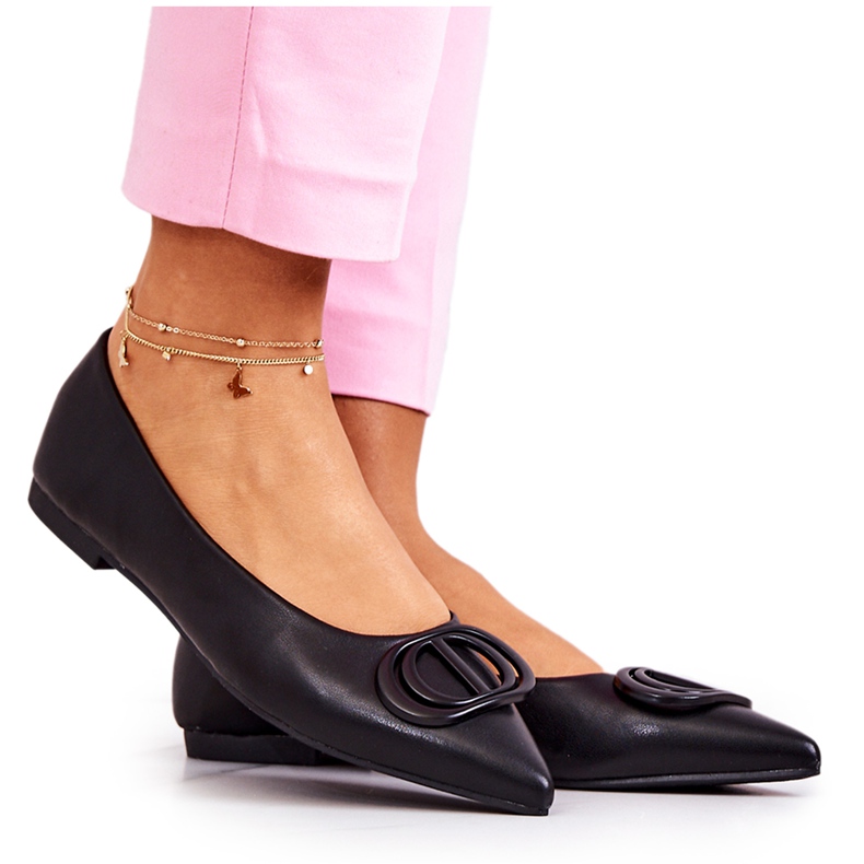 PS1 Kožené Baleríny V Spitz Black Rachelle černá