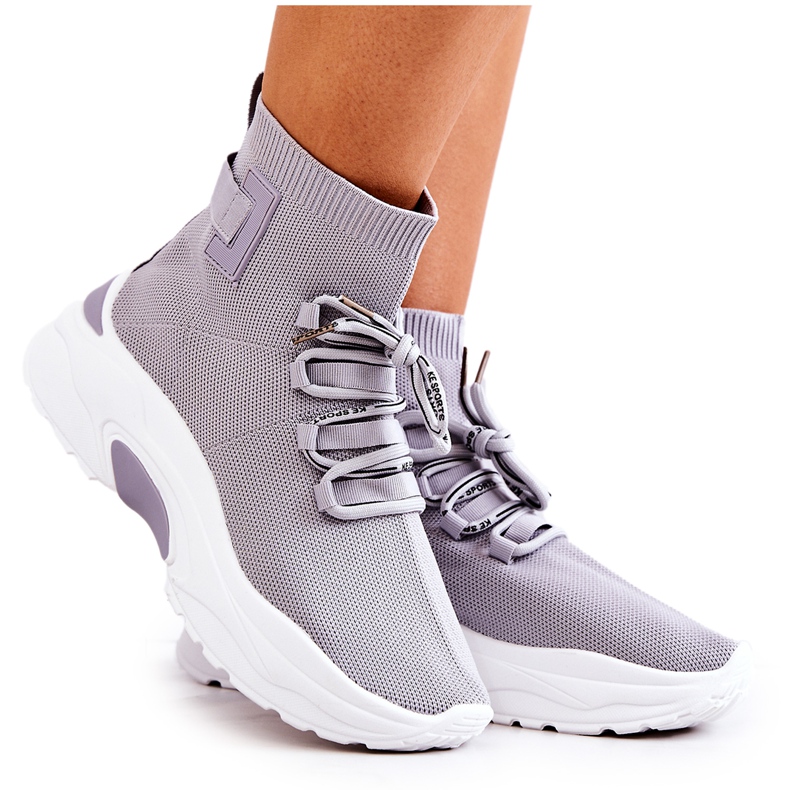 Dámské sportovní ponožky Šedé KeSports fialový Dámské sportovní ponožky Šedé KeSports fialový