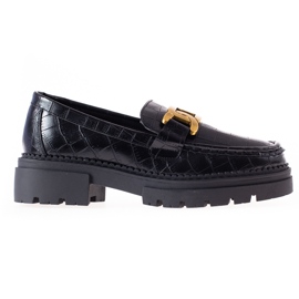 Mokasíny s eko kůže Fashion LA.FI černý zlatý
