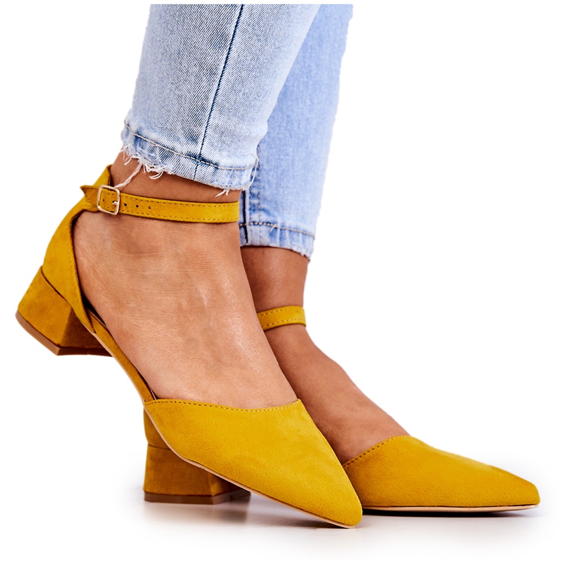 WS1 Semišové Lodičky V Spitz žluté Calliope žlutá