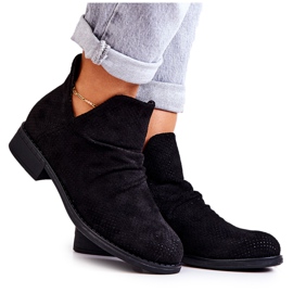 PS1 Prolamované mačkané boty Black Cynthia černý