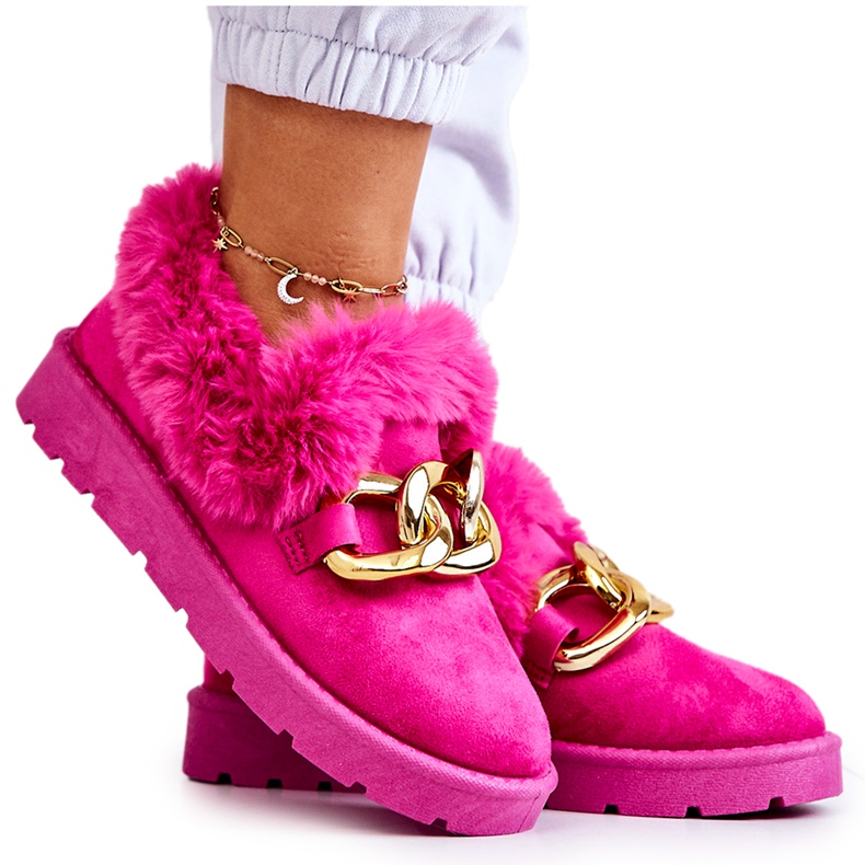 PS1 Dámské zlaté řetízkové pantofle Fuchsia Ardrums růžový